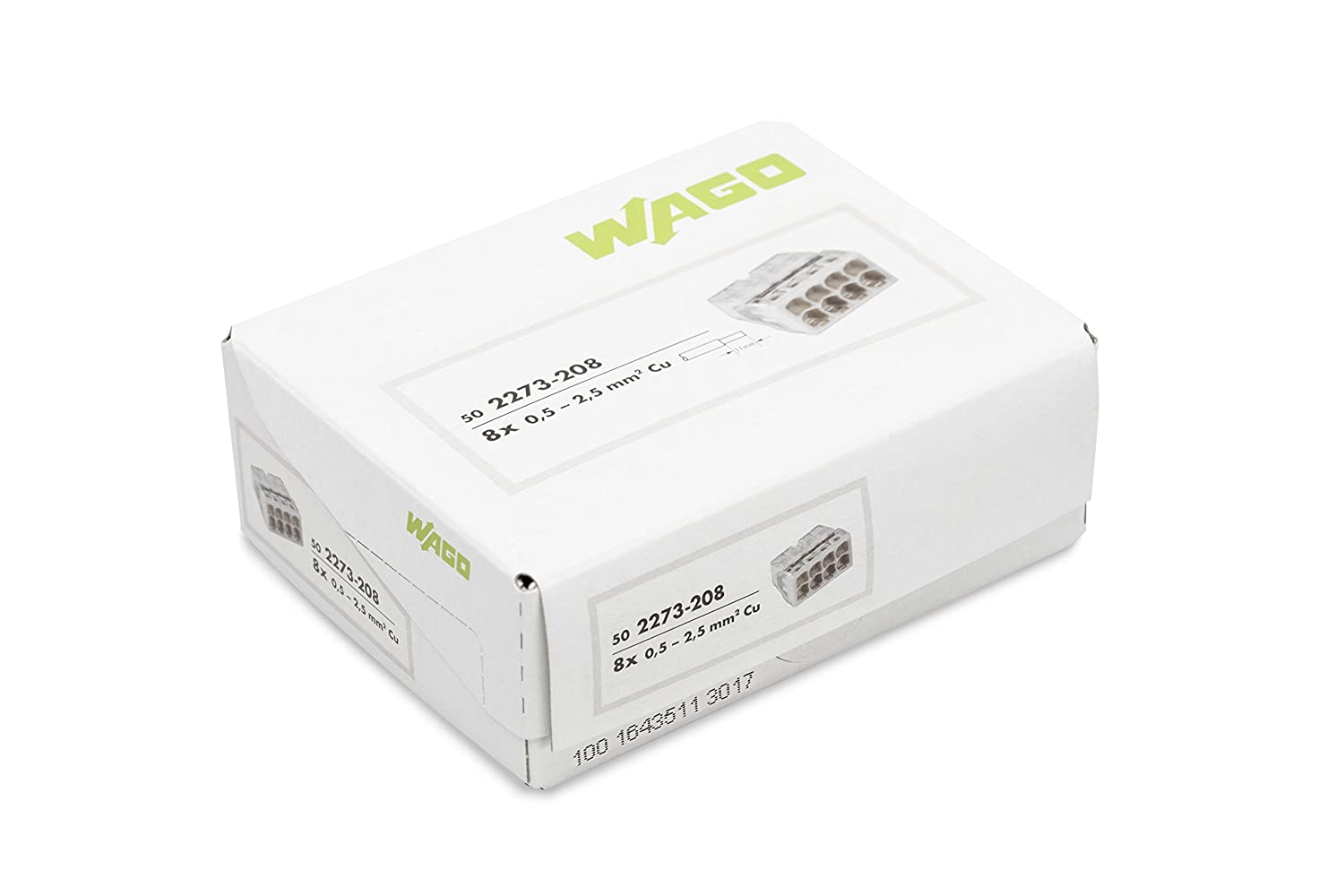 Pack of 50 | Wago 2273-208 Connecting terminal 0.5-2.5 mm²
